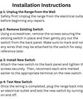 Installation Instructions for Infinite Switch For Samsung Oven Replacement Part DG44-01002A includes four steps.