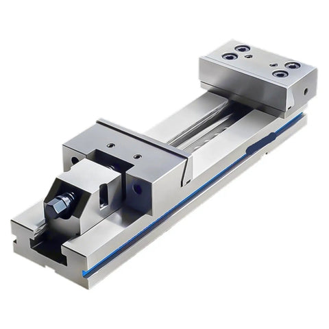 Beefy CNC Bench Vise With Hella Wide Jaw Capacity Crisp Machining Grip Heavy Duty Garage Clamp Tight Lockdown Rig For Miller Stations And Pro Shops GT175A close-up showing precision machined steel construction.