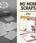 Before and after comparison of Chicken Themed Sticky Notes Set 4x6 Inches 200 Sheets Total Cute Rooster Paw Print Design.