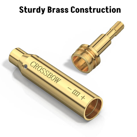 Red Laser Crossbow Bore Sight For Bow And Crossbow Arrows Threaded Sighting Tool with brass construction components shown