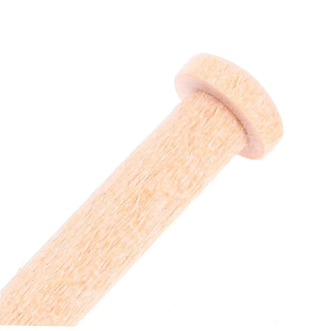 Close-up of a solid wood T nail with a round head from the Miniature Wooden Nails Set For DIY Crafts And Woodworking.