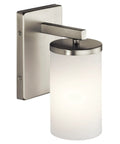 Crosby 9.25 Inch Wall Sconce In Brushed Nickel, 1 Light Low Key Chic Hallway Or Bathroom Vanity Light With Satin Etched Cased Opal Glass