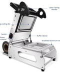 Top Notch Manual Food Sealing Machine For Sandwich Trays And Takeaway Boxes Delivers Fast Eight Seals Per Minute With Adjustable Heat Control to keep food fresh, featuring stainless steel and anodized aluminum.