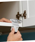 Installing self-closing recessed cabinet hinges on white cabinet door