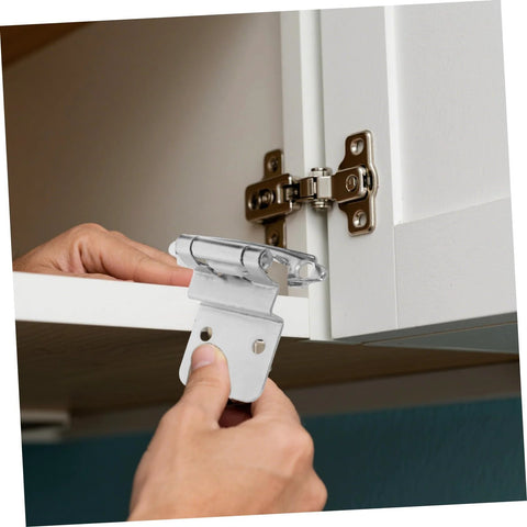 Installing self-closing recessed cabinet hinges on white cabinet door