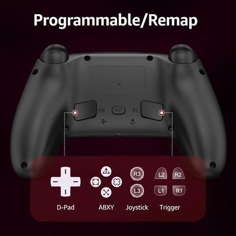 Back of Dope Wireless PS5 Controller For PC with programmable remap buttons and joystick layout.