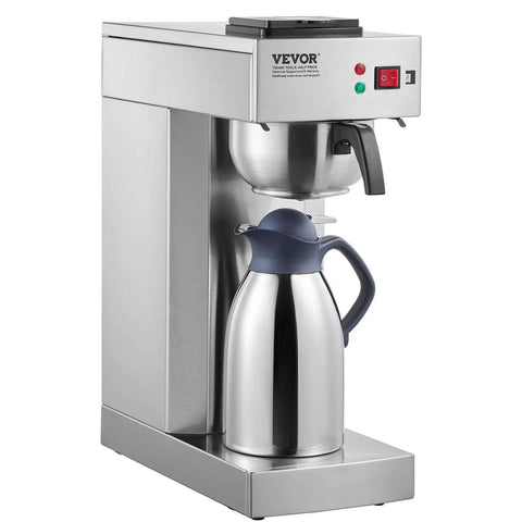12 Cup Commercial Drip Coffee Maker With Thermal Vacuum Carafe Keeps Coffee Hot Or Cold All Day No Fuss For Restaurant Office Cafe Stainless Steel Brewer That Brews A Full Pot In About 9 Minutes front view