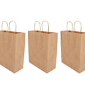 Three Kraft Paper Shopping Bags With Handles 50 Pack Reusable And Durable All Purpose For Grocery Runs Gifts