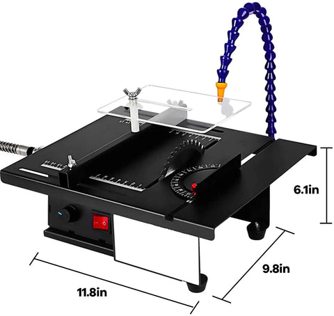 Compact Portable Benchtop Table Saw Packing An Amped Up 1800 Watt Motor And Slick 0 To 90 Degree Adjustments For Knocking Out Wood Steel Glass Tile Projects Like A Boss On The Workbench Daily, with clear measurements.