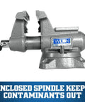 Mechanics Pro Bench Vise Built Tough For DIY Pros With 4.5 Inch Jaw Width, 4 Inch Opening, 3.5 Inch Throat, Durable Ductile Iron Build, Enclosed Spindle, Precision Slide Bar, 60,000 PSI Strength, Needle Roller Lubrication For Smooth Grade Clamping. Ductile iron bench vise with enclosed spindle