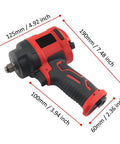 High Octane Pneumatic Hammer Kit And 1/2 Inch Impact Wrench Set Featuring 750 Nm Torque close-up view of wrench dimensions.