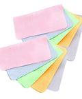 Ten-pack multicolor microfiber eye glass cleaning cloths, thickened 230GSM, soft and absorbent.