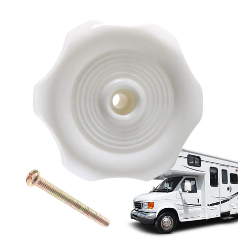 Dude, Upgrade Your Ride With This Smooth Twist Interior Window Latch Knob designed for RVs, white ABS plastic, 1 inch opening.