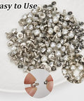 Hella Sturdy 100 Piece Brass Dome Studs Kit featuring easy install nailhead screw back design on a white background.