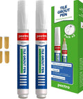 Grout Pen White 2 Pack With 4 Extra Nibs Waterproof Grout Whitener And Paint For Bathroom And Kitchen Easy To Apply Restores Dirty Grout Lines 0.27oz Each Great For Tile Grout Renewal