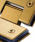 Heavy Duty Brushed Gold Shower Door Hinges With Double Pivot Design And Anti Slip Gasket built tough as nails from 304 stainless steel close-up.