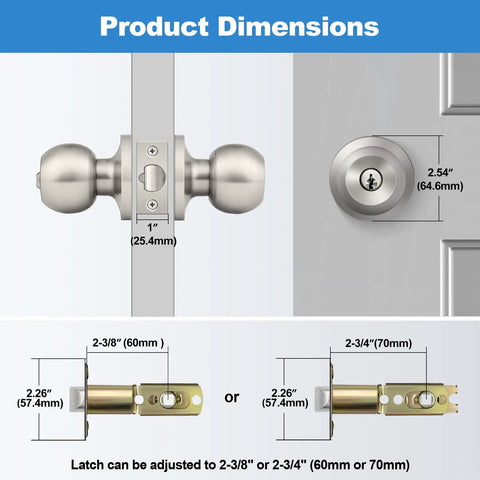 Two Pack Entry Door Knobs With Lock Keyed Differently For Exterior Front Doors Satin Nickel All Metal Construction