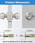 Product dimensions of Three Pack Door Knob With Lock And Key, Keyed Different Entry Door Knob For Front Or Entrance Doors, Satin Nickel Finish