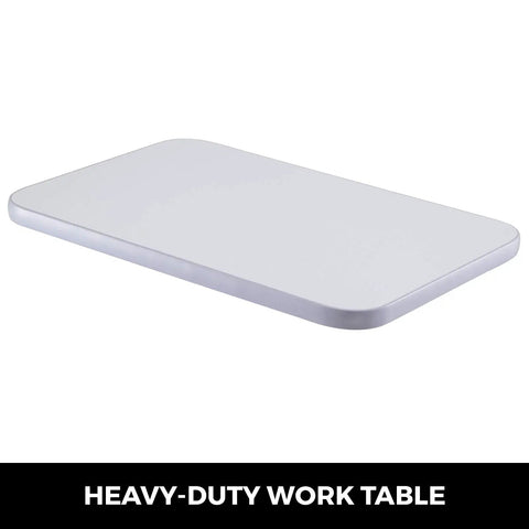 Beefy Dual Instrument Motorized Working Table for Optics and Eyewear with white scratch-resistant eco-friendly plywood top