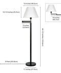 Swing Arm Floor Lamp With Fabric Empire Shade In Blackened Bronze White, 62 Inch Tall Adjustable Reading Light dimensions.