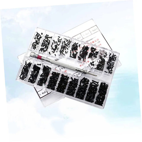 Miniature Screw Set With Transparent Storage Case For Easy Access For DIY Repairs And Assembly, assorted screws in case