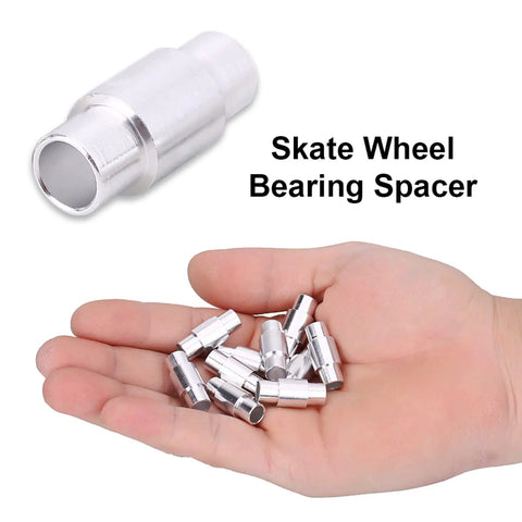 Aluminum Alloy Stepped Skate Wheel Bearing Spacers 10 Pack For Inline Skates Replacement shown in hand