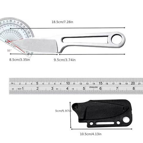 Dope Outdoor Straight Knife With Sheath And Back Clip, 2nd Gen Hiking Knife With measurements and sheath included.