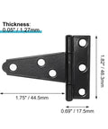 2 Inch T Strap Hinges Six Pack Heavy Duty Black Carbon Steel With Screws For Barn Doors Fences Cabinets Gates And Shutters Galvanized Rustproof Finish Durable Ultra Strong Hardware For Indoor And Outdoor Use dimensions diagram.