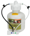 Three Quarter Inch Hose Bib And Drip Fertilizer Injector For Low Pressure Garden Feeding No Fuss Quick Switch Between Hose End Watering And Drip Lines Drip Irrigation Add On GHT Adapter, showing the injector with tubing and flow control on a white background.