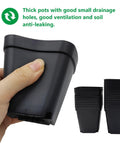 Person holding black plastic Square Seed Starter Pots 3 Inch 120 Pack Black Plastic Nursery Pots With Drainage For Seed Germination