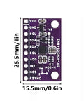 Dope 9 Axis IMU Sensor Module With 9DOF Gyro Magnetometer ICM20948V2 For DIY Electronics Robotics Drones Motion Tracking And AR VR Projects Also Great For STEM Builds, 25.5mm x 15.5mm purple PCB