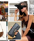Honeybee-shaped turn-lock purse clasps, five sets in dark metal, shown on brown, black, and gray handbags.
