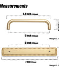 Champagne Bronze Cabinet Pulls With Bead Edge Backplates, 5 Inch Hole Centers, Solid Zinc Alloy Construction dimensions chart