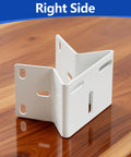 Right side view of the Corner Mount Kit For Security Cameras 270 Degree Bracket for outdoor surveillance, white, heavy-duty.