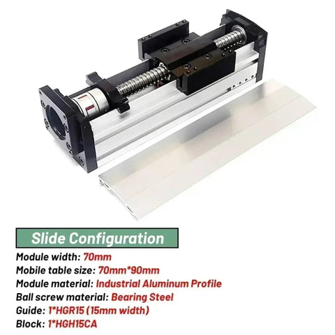 CNC Milling Linear Guide Actuator 70Mm Wide Xyz Shaft Fully Enclosed Sliding Table showing bearing steel ball screw and aluminum profile