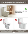 Diagram showing compatibility of Universal Toilet Tank Repair Kit With Dual Flush Valve And Inlet Valve for two-piece toilets only