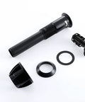 Pop Up Drain Stopper With Overflow For Bathroom Sink In Matte Black, Vessel Lavatory Vanity Drain Assembly parts displayed