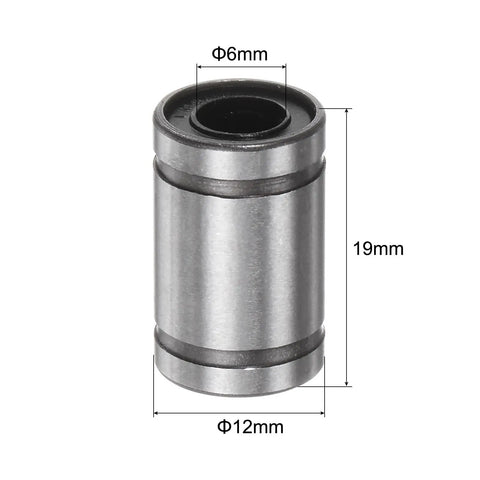 Rock Solid LM6UU Linear Ball Bearings provide slick motion for your CNC build or 3D printer, 6mm bore, 12mm outer diameter.