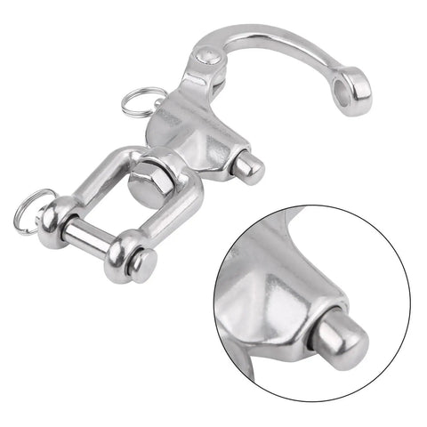 Rock Solid 316 Stainless Steel Swivel Snap Shackle For Sailboat Halyard Rigging And Heavy Duty Marine Hardware With A Tough As Nails Saltwater Resistant Build For Top Tier Yacht And Docking Applications Five Inch Model close-up showing connection details.
