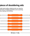 6 double-head desoldering aids with orange grips for welding tasks, part of Handy Electric Soldering Iron Kit With Testing Tool Storage Bag Perfect For Appliance Repair And Circuit Boards Portable US Plug Ideal For DIY Home Fixes And Jewelry Welding Projects.
