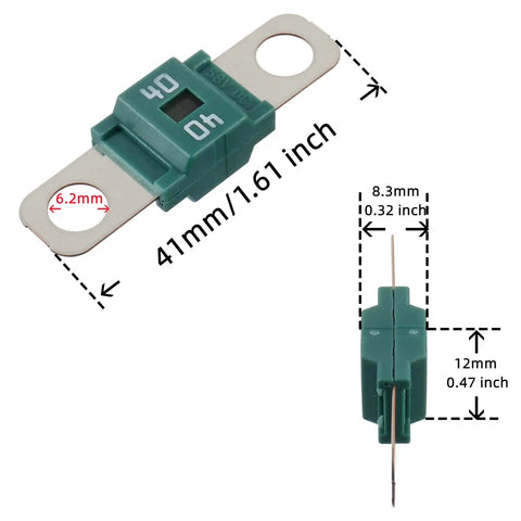 Heavy Duty 40 Amp AMI MIDI Fuse Holders With High Current Bolt On MIDI Fuses Pack Of Two For Cars And Trucks, 41mm size.