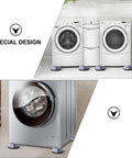 Four Pack Washing Machine Pads Anti Slip Feet For Vibration And Noise Reduction on floor with washer illustration