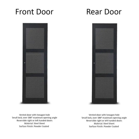 Heavy Duty 42U Server Rack With Metal Mesh And Glass Doors, Rock Solid 24 By 40 Inch Network Cabinet, Front and Rear Vented Doors.