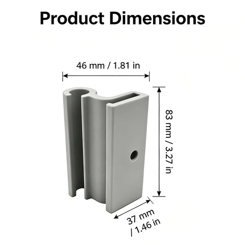 Product dimensions of Heavy Duty Vertical Shed Door Hinges 2 Pack Replacement for Resin Storage Sheds in gray, showing sizes.