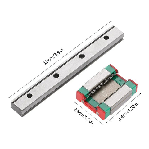 Miniature Linear Rail Guide 12mm Width With Slide Block, 4 Point Contact For Precision Machinery And Automation Systems shown.