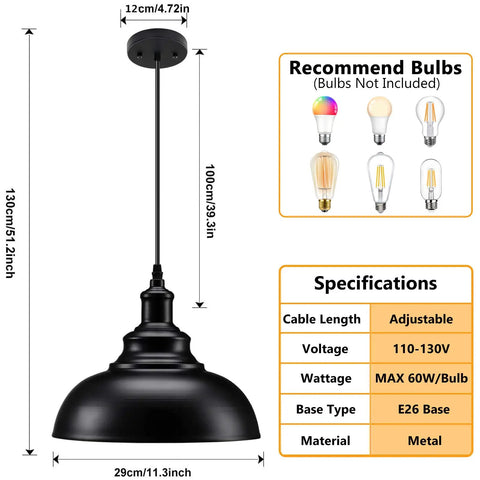 Matte Black Industrial Farmhouse Pendant Lights 3 Pack With Adjustable Rope Hangs For Kitchen Island Dining Room And Barn Ceiling Fixtures