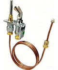 Pilot burner with thermocouple kit and copper tubing; chrome valve for gas furnaces and water heaters.