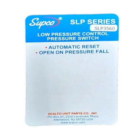 Low Pressure Switch SLP3560 Open 35 PSI Close 60 PSI For HVAC And Refrigeration Systems label design