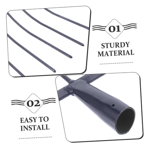 Close-up of Heavy Duty Handheld Manure Fork Workhorse For Farm Work And Yard Cleanup With Durable Prong Design And Rust Resistant Construction