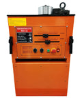 Jobsite Ready Heavy Duty Electric Rebar Bender And Cutter Combo 110V Foot Switch Rig close-up of control panel with specs.